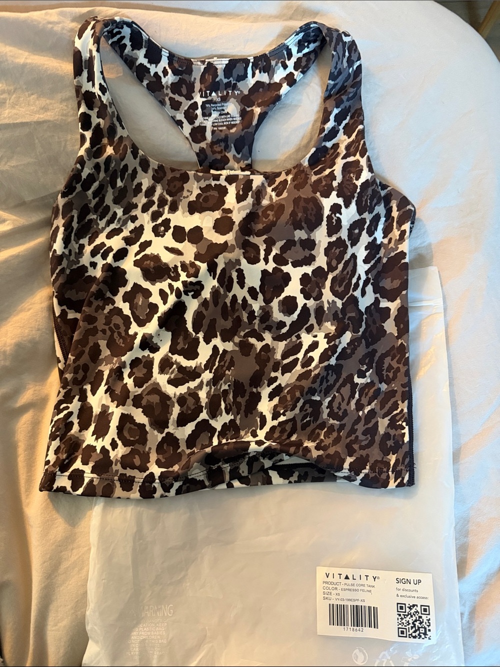 Vitality Women's Brown Leopard Racerback Crop Tank